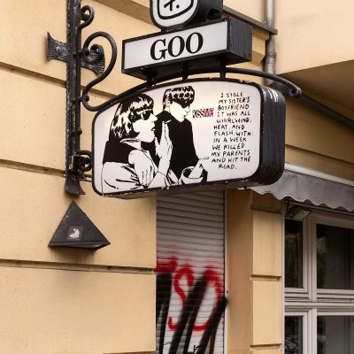 Neon sign Goo by Raymond Pettibon for Sonic Youth