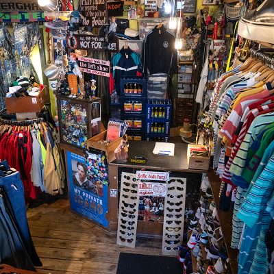 shop with counter and decoration